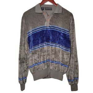 Vintage Saturdays 90s soft velvety chenille Gray and blue sweater size XL